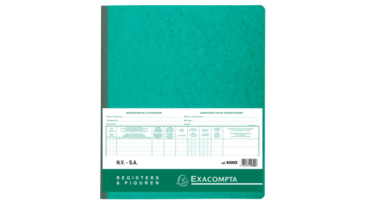 Register Piqure aandeelhouder NV/SA 250x320mm 80vel groen