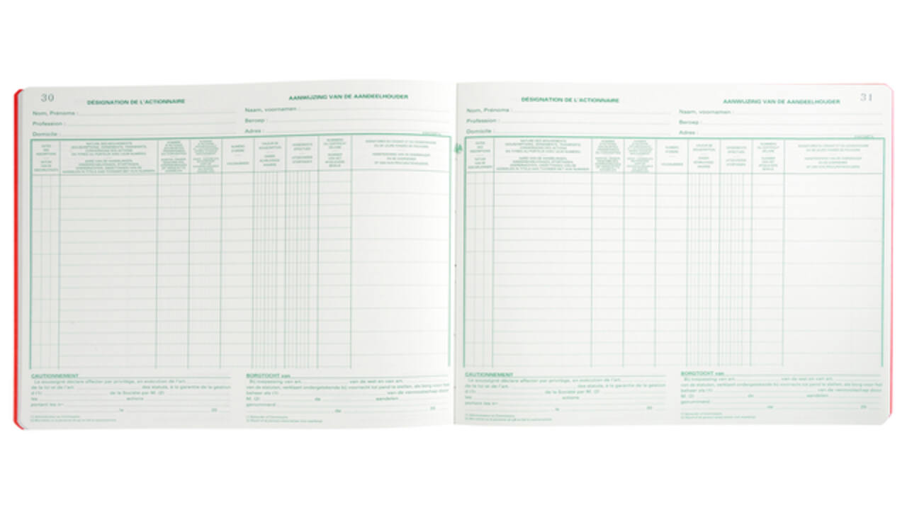 Register Piqure aandeelhouder NV/SA 250x320mm 80vel groen
