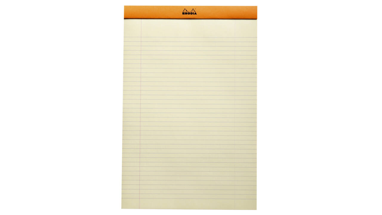 Schrijfblok Rhodia A4 lijn 80 vel 80gr geel