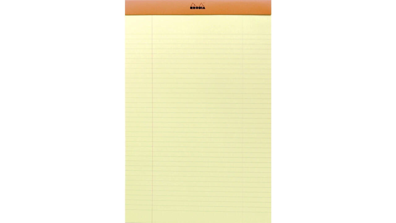 Schrijfblok Rhodia A4 lijn 80 vel 80gr geel