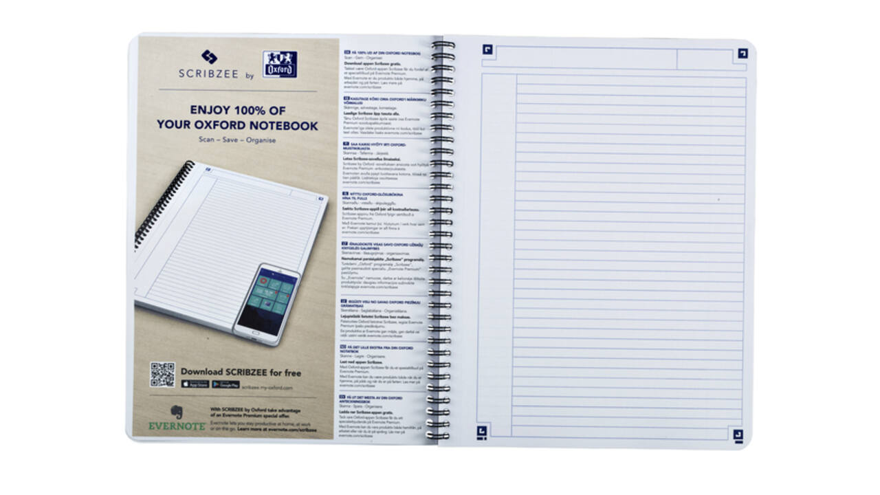 Spiraalblok Oxford Touch A5 lijn 140 pagina's 80gr blauw