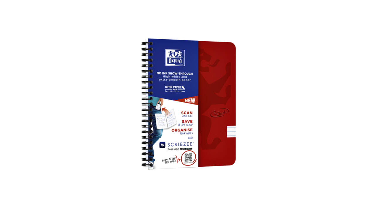 Spiraalblok Oxford Touch A5 lijn 140 pagina's 80gr rood