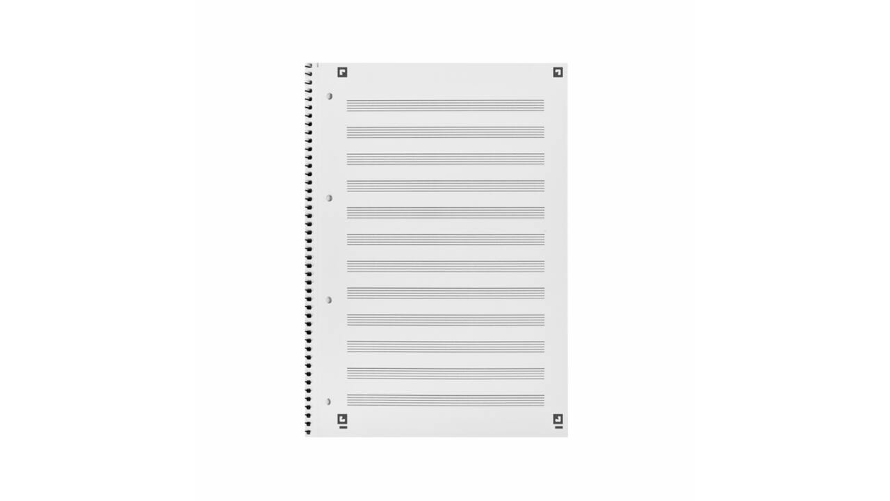Collegeblok Oxford A4+ muziek 4-gaats 100 pagina's 80gr blauw