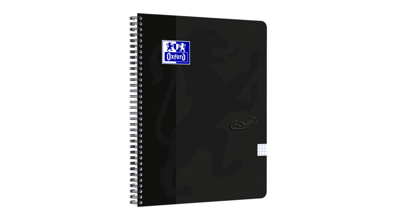 Spiraalblok Oxford Touch A4 ruit 5x5mm 140 pagina's 80gr zwart