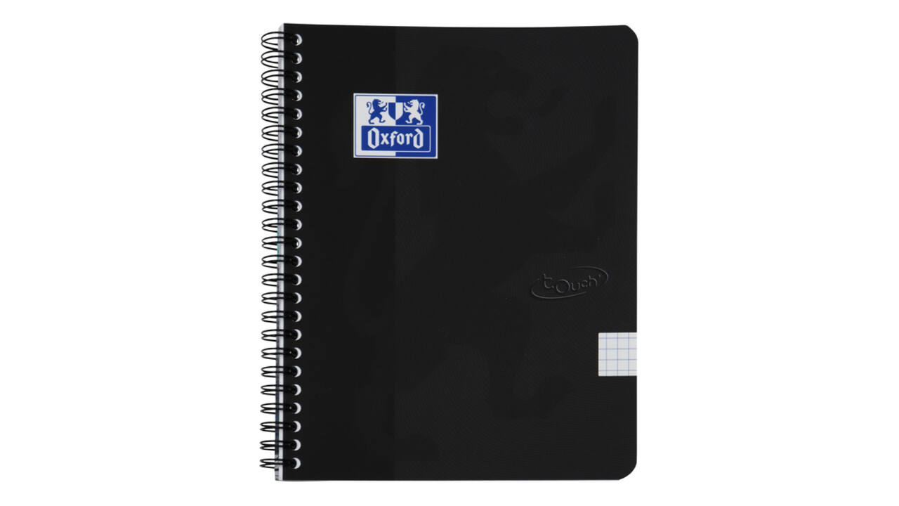 Spiraalblok Oxford Touch A5 ruit 5x5mm 140 pagina's 80gr zwart
