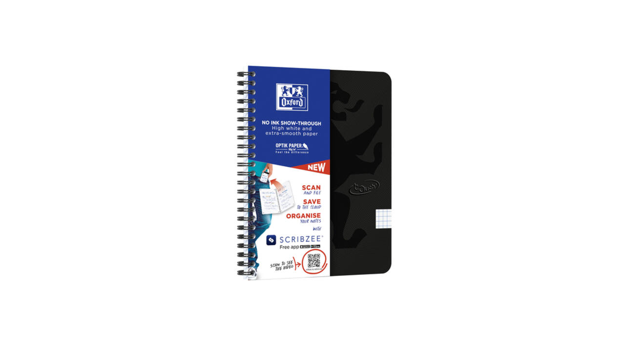 Spiraalblok Oxford Touch A5 ruit 5x5mm 140 pagina's 80gr zwart