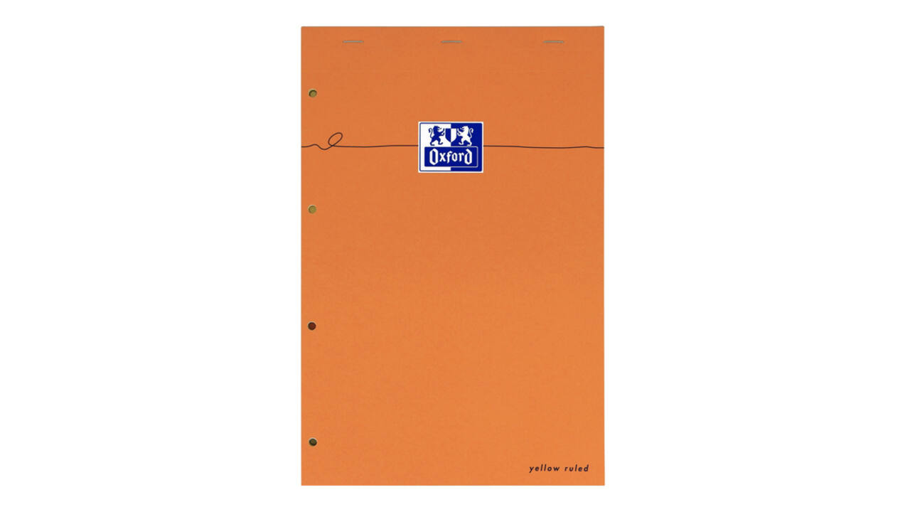 Cursusblok Oxford Orange Notepad A4+ lijn 4-gaats 160 pagina's 80gr oranje