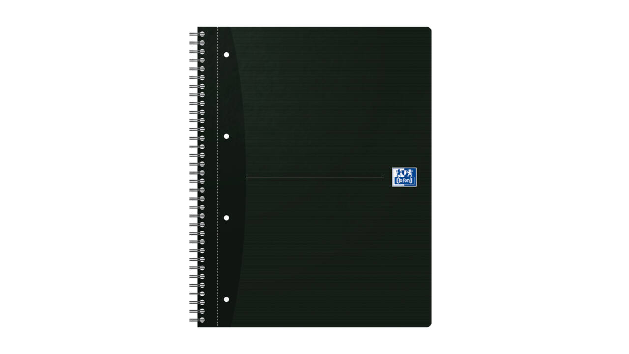Collegeblok Oxford Office Essentials A4+ lijn 4-gaats 180 pagina's 80gr assorti