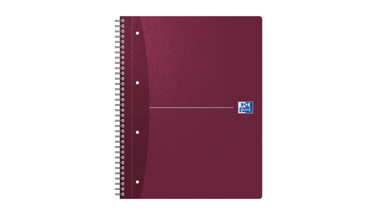 Collegeblok Oxford Office Essentials A4+ lijn 4-gaats 180 pagina's 80gr assorti