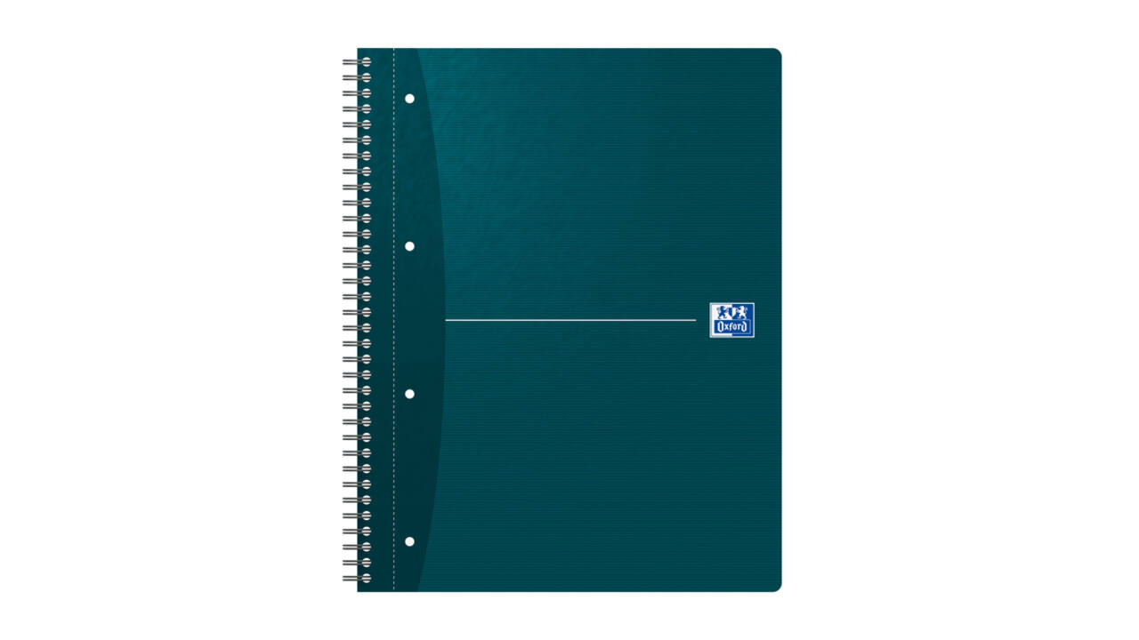 Collegeblok Oxford Office Essentials A4+ lijn 4-gaats 180 pagina's 80gr assorti