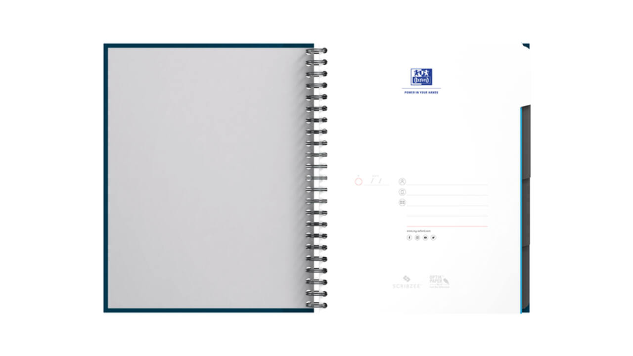 Collegeblok Oxford Office Essentials Europeanbook A4+ 4-gaats 120 pagina's assorti