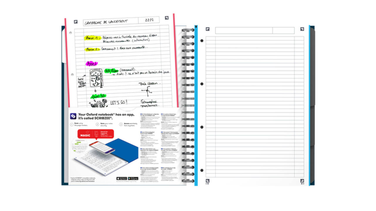 Collegeblok Oxford Office Essentials Europeanbook A4+ 4-gaats 120 pagina's assorti