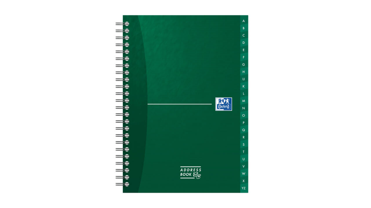 Adresboek Oxford Office Essentials A5 72vel dubbelspiraal assorti