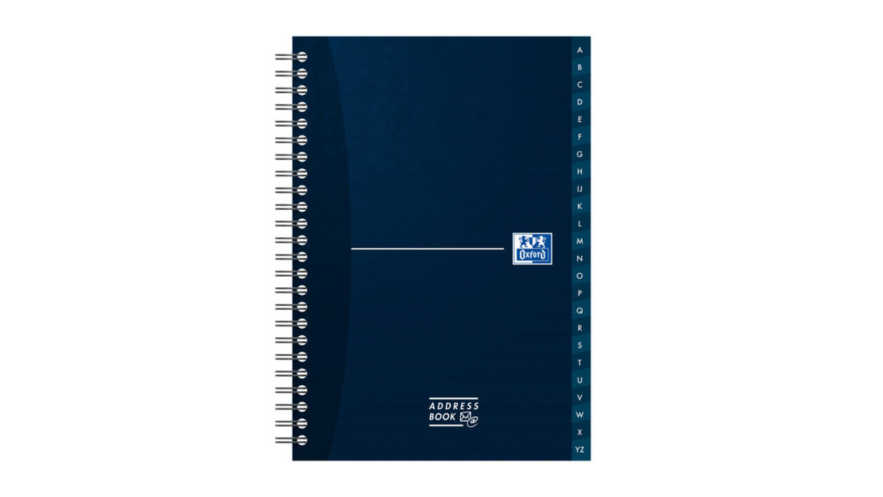 Adresboek Oxford Office Essentials A5 72vel dubbelspiraal assorti