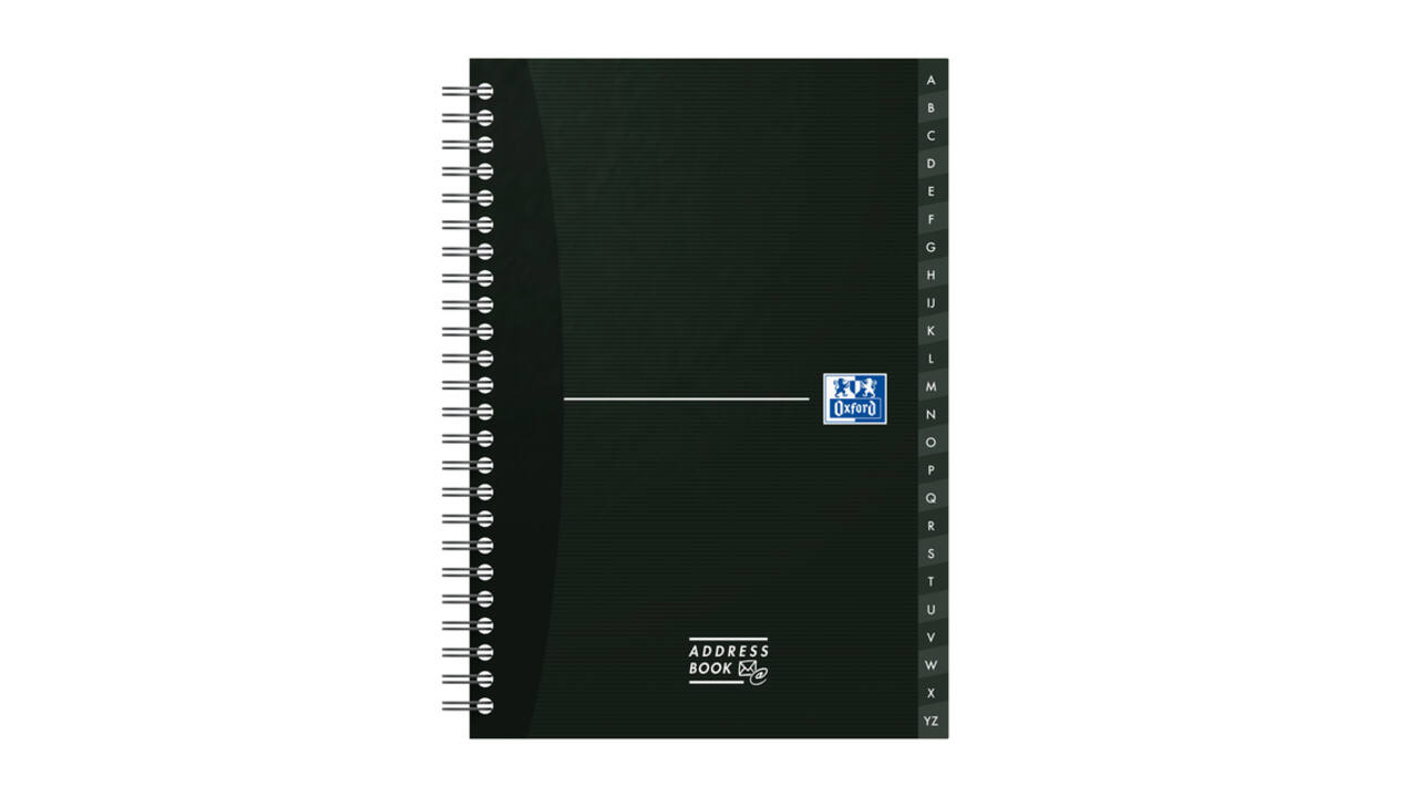 Adresboek Oxford Office Essentials A5 72vel dubbelspiraal assorti