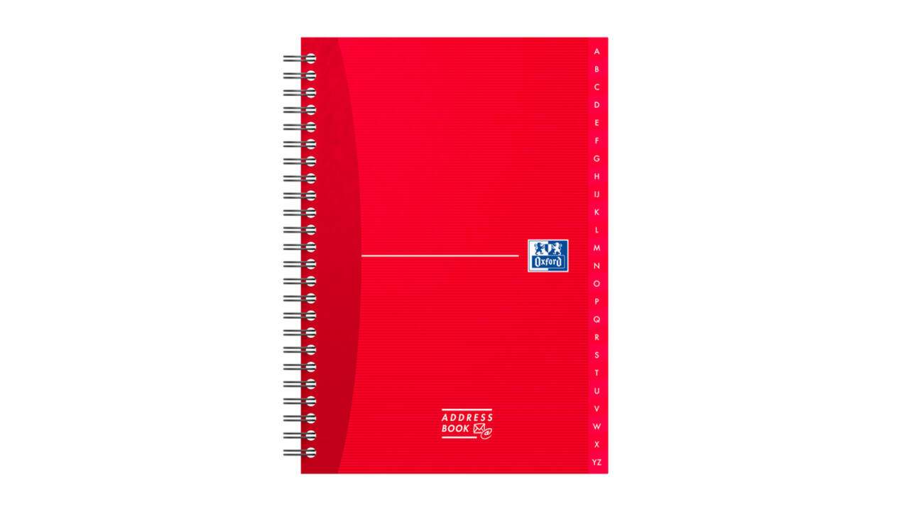 Adresboek Oxford Office Essentials A5 72vel dubbelspiraal assorti