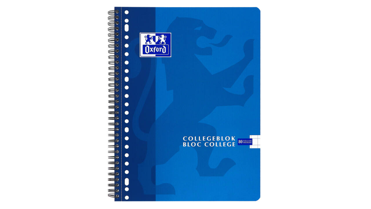 Collegeblok Oxford School A4 ruit 10x10mm 23-gaats 160 pagina's 80gr assorti