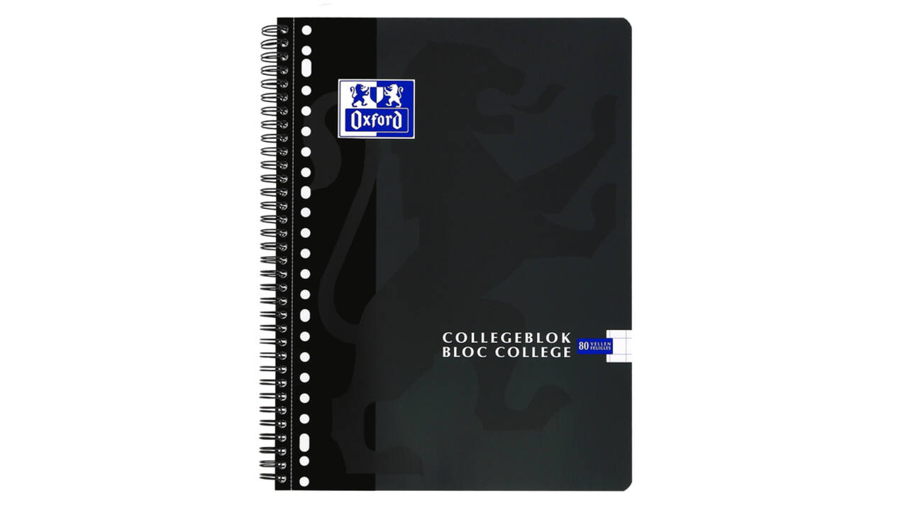 Collegeblok Oxford School A4 ruit 10x10mm 23-gaats 160 pagina's 80gr assorti