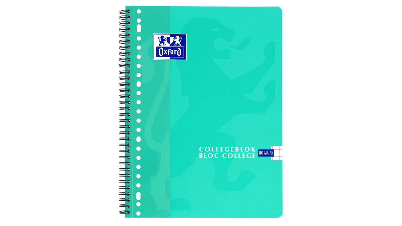 Collegeblok Oxford School A4 ruit 10x10mm 23-gaats 160 pagina's 80gr assorti