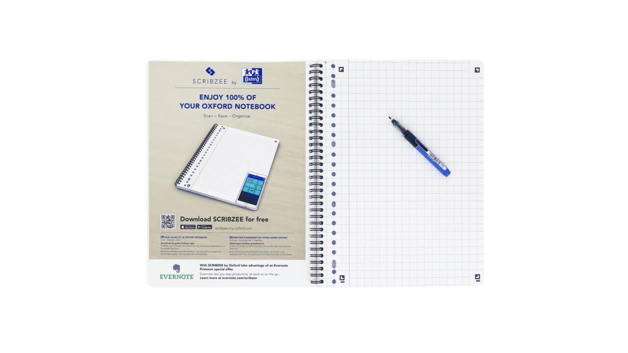 Collegeblok Oxford School A4 ruit 10x10mm 23-gaats 160 pagina's 80gr assorti