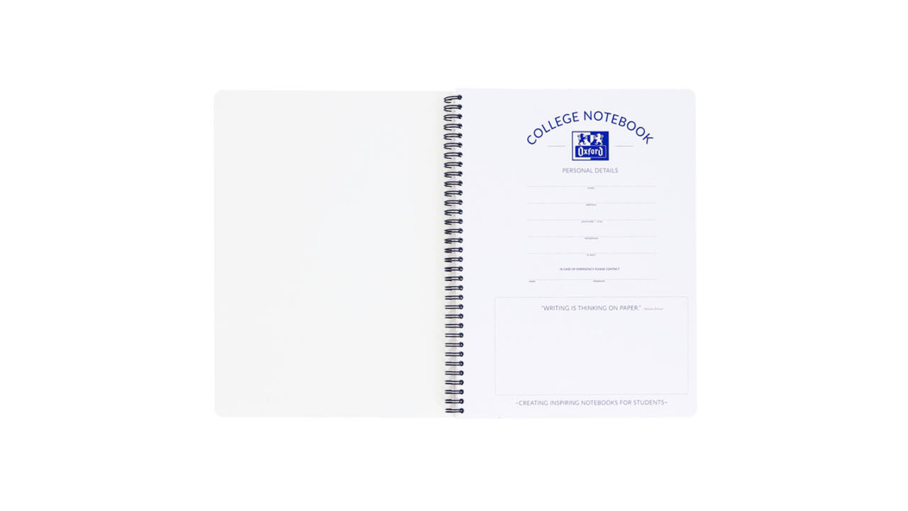 Collegeblok Oxford School A4+ lijn 23-gaats 160 pagina's 80gr assorti