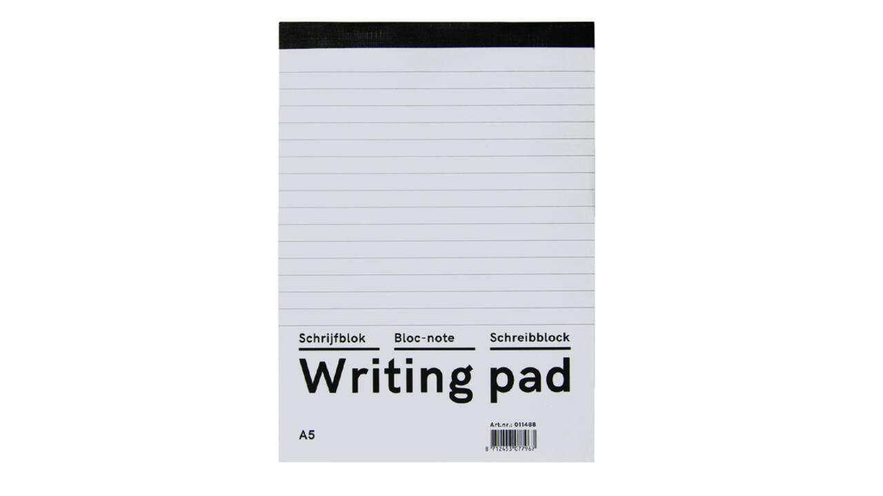 Schrijfblok Qbasic A5 lijn 160blz 60gr