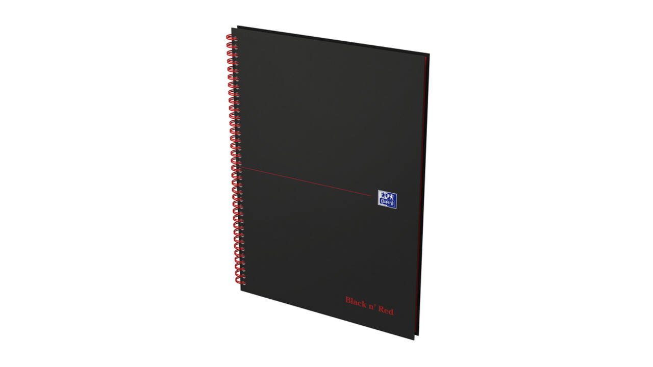 Spiraalblok Oxford Black n' Red A4 lijn 140 pagina's 80gr