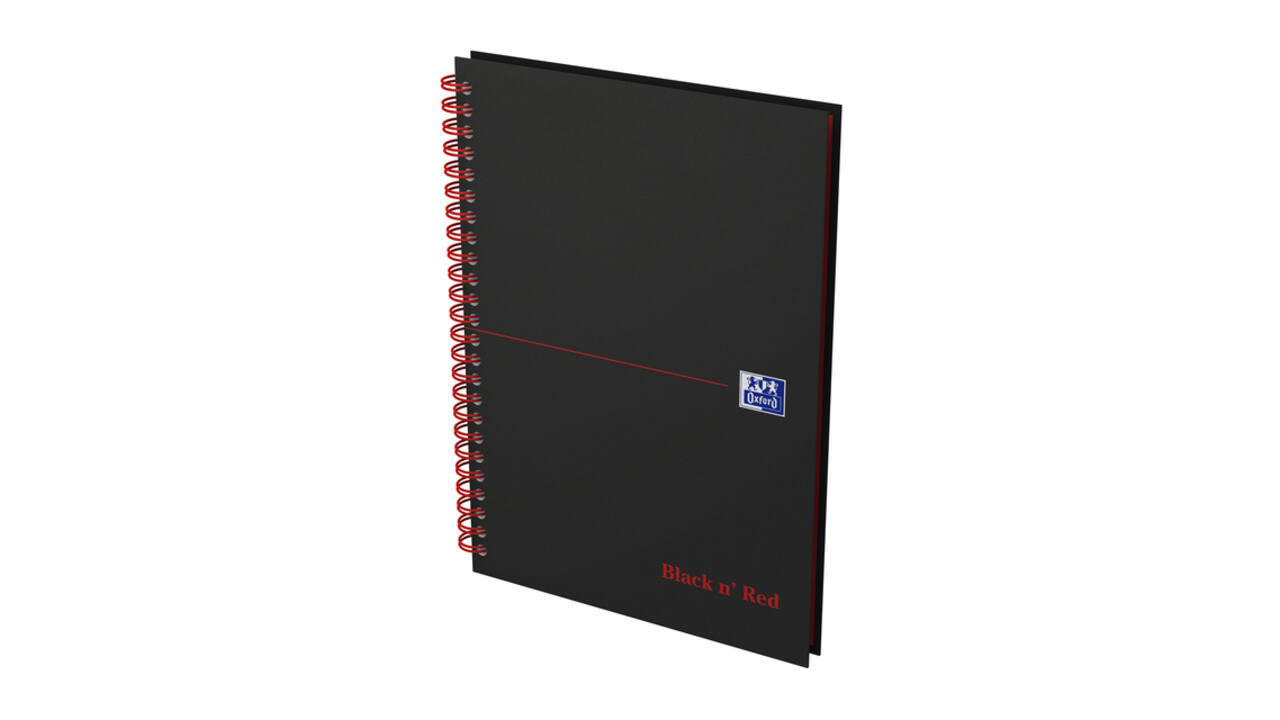 Spiraalblok Oxford Black n' Red A5 lijn 140 pagina's 80gr
