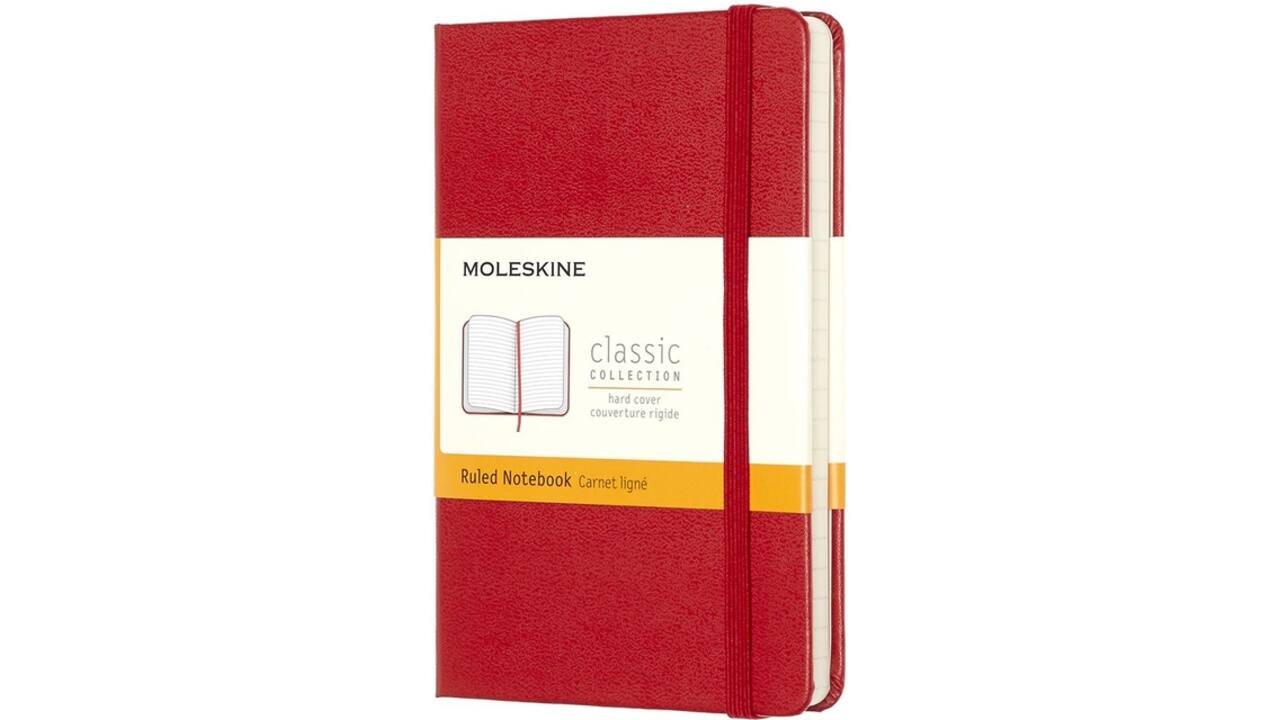 Notitieboek Moleskine pocket 90x140mm lijn hard cover rood