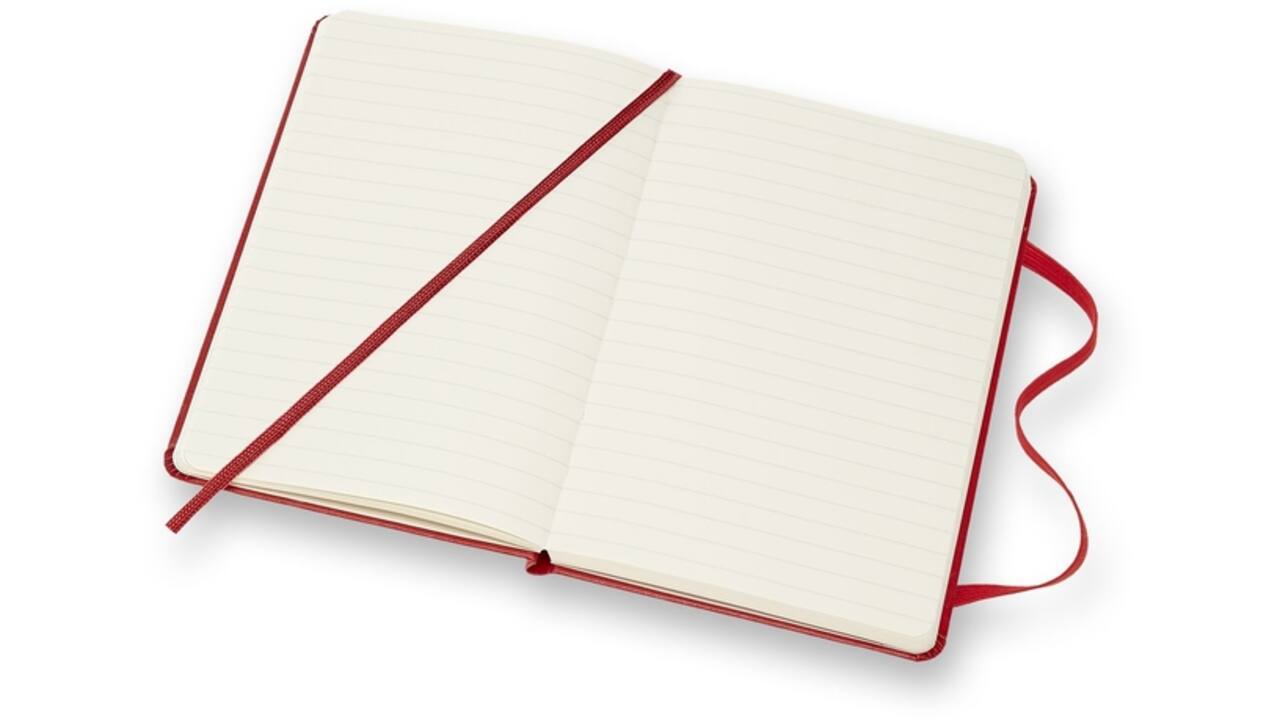 Notitieboek Moleskine pocket 90x140mm lijn hard cover rood