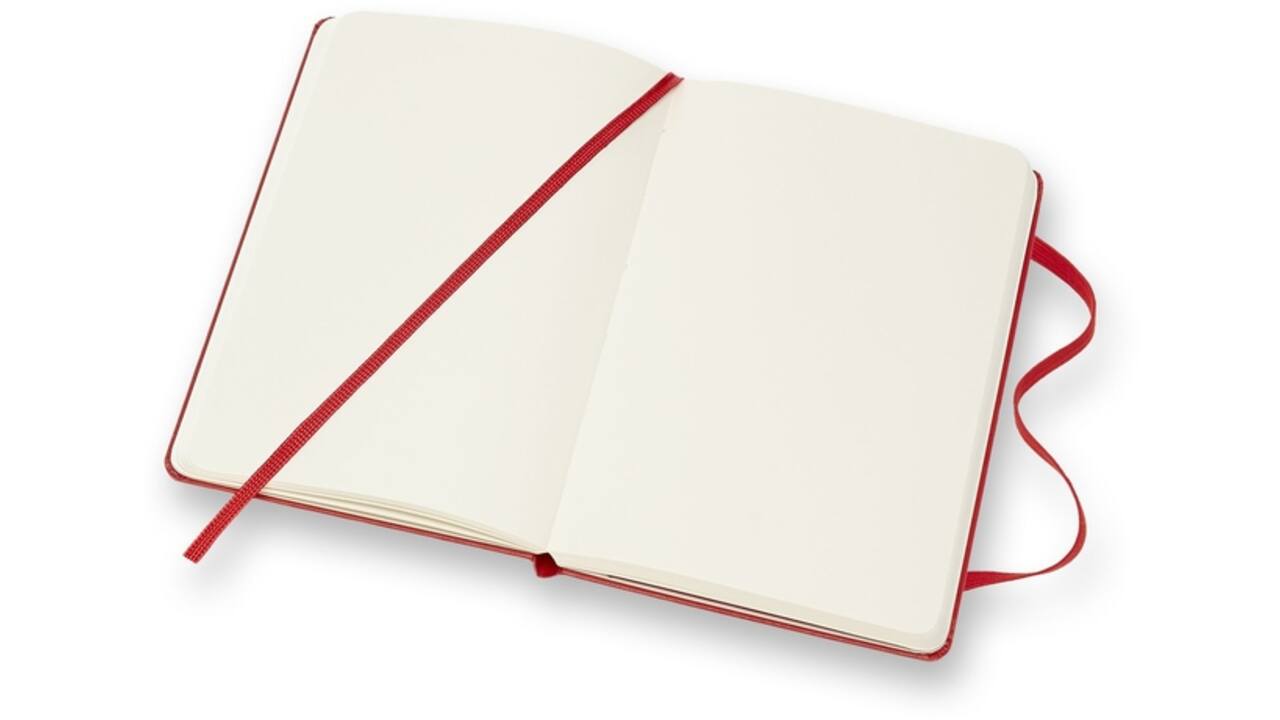 Notitieboek Moleskine pocket 90x140mm blanco hard cover rood