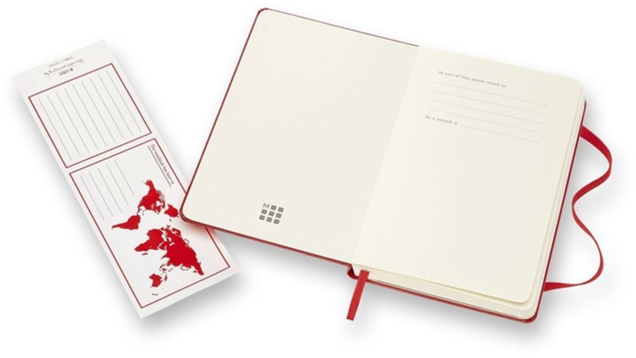 Notitieboek Moleskine pocket 90x140mm blanco hard cover rood