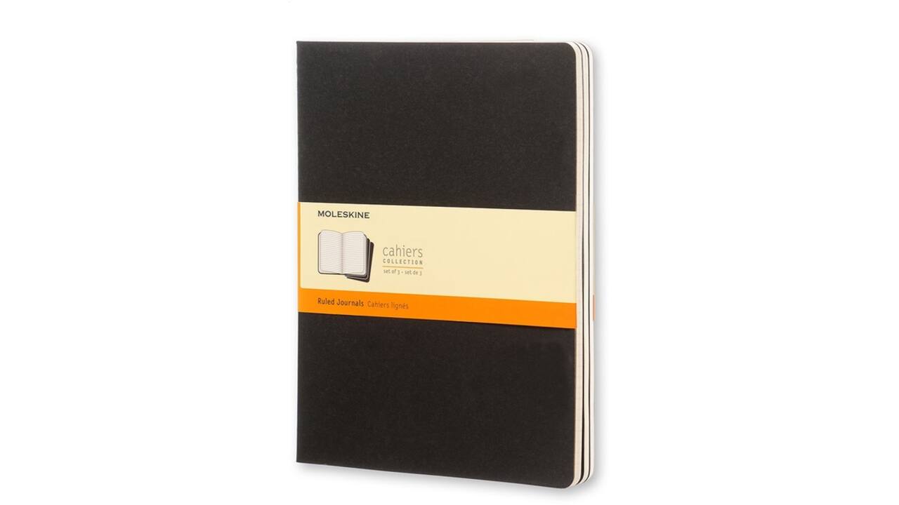 Schrift Moleskine 190x250mm lijn 240 pagina's 70gr zwart set à 3 stuks