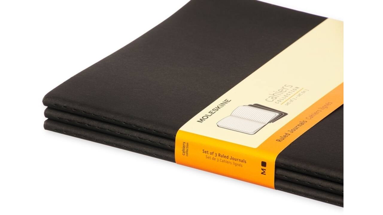 Schrift Moleskine 190x250mm lijn 240 pagina's 70gr zwart set à 3 stuks