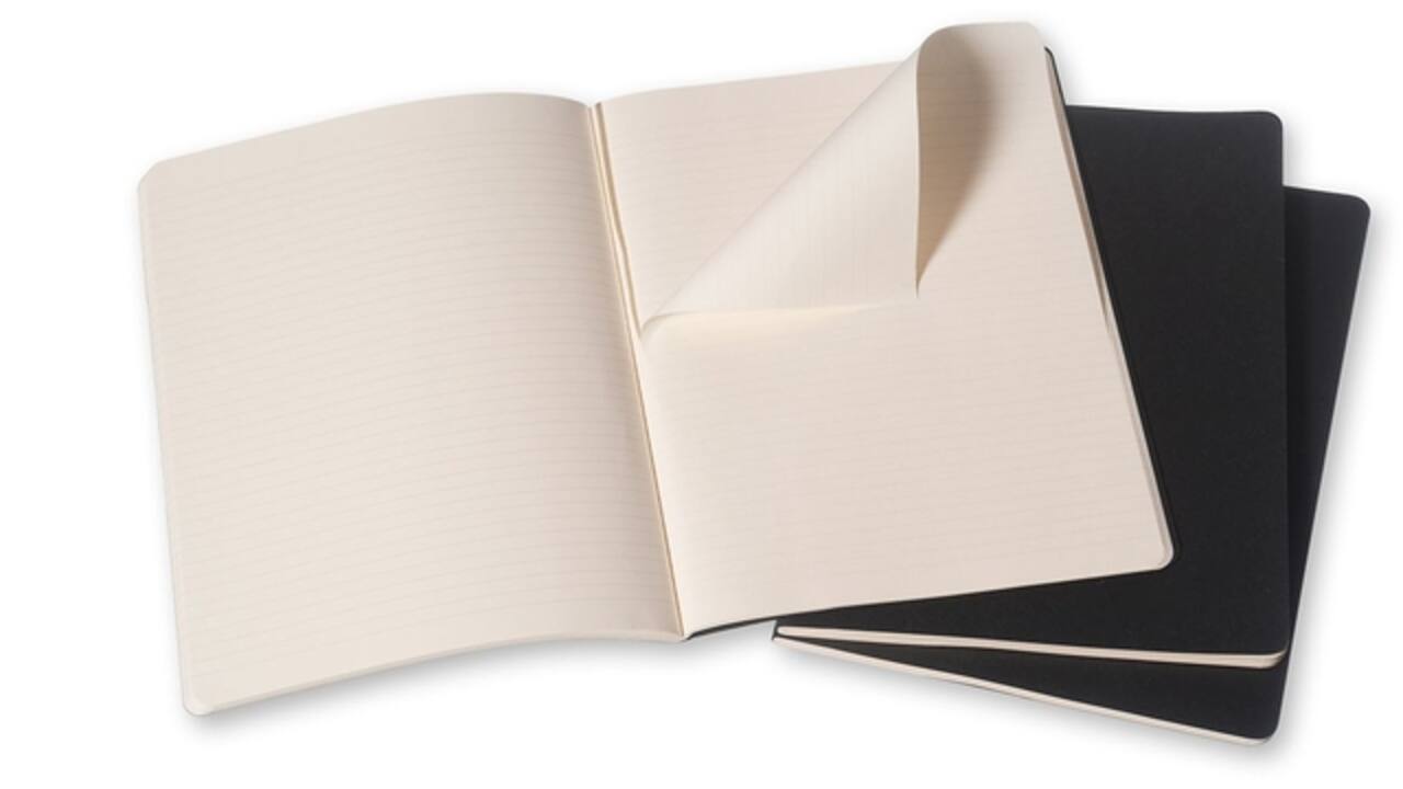 Schrift Moleskine 190x250mm lijn 240 pagina's 70gr zwart set à 3 stuks