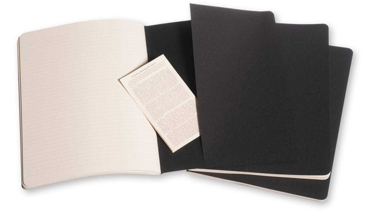 Schrift Moleskine 190x250mm lijn 240 pagina's 70gr zwart set à 3 stuks