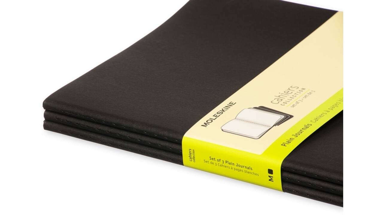 Schrift Moleskine 190x250mm blanco 240 pagina's 70gr zwart set à 3 stuks