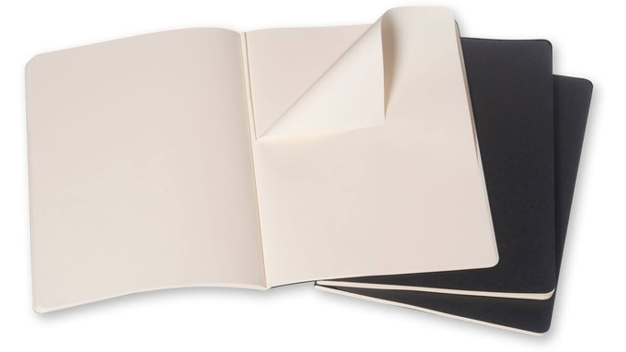 Schrift Moleskine 190x250mm blanco 240 pagina's 70gr zwart set à 3 stuks