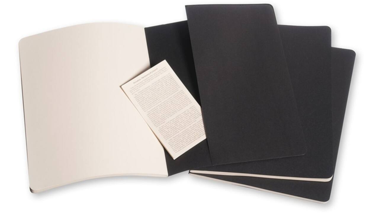Schrift Moleskine 190x250mm blanco 240 pagina's 70gr zwart set à 3 stuks