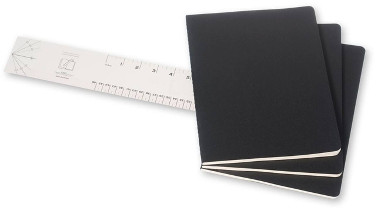 Schrift Moleskine 190x250mm blanco 240 pagina's 70gr zwart set à 3 stuks