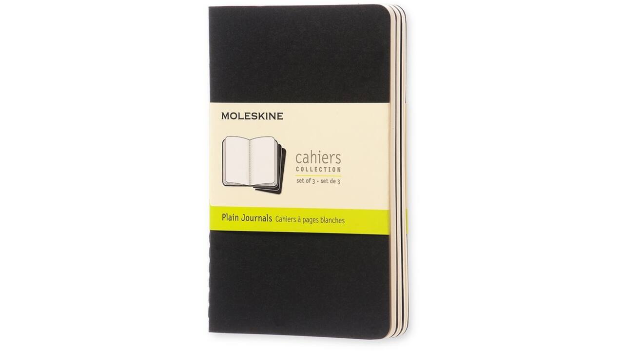 Schrift Moleskine 90x140mm blanco 240 pagina's 70gr zwart set à 3 stuks
