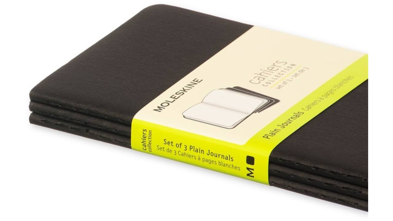 Schrift Moleskine 90x140mm blanco 240 pagina's 70gr zwart set à 3 stuks