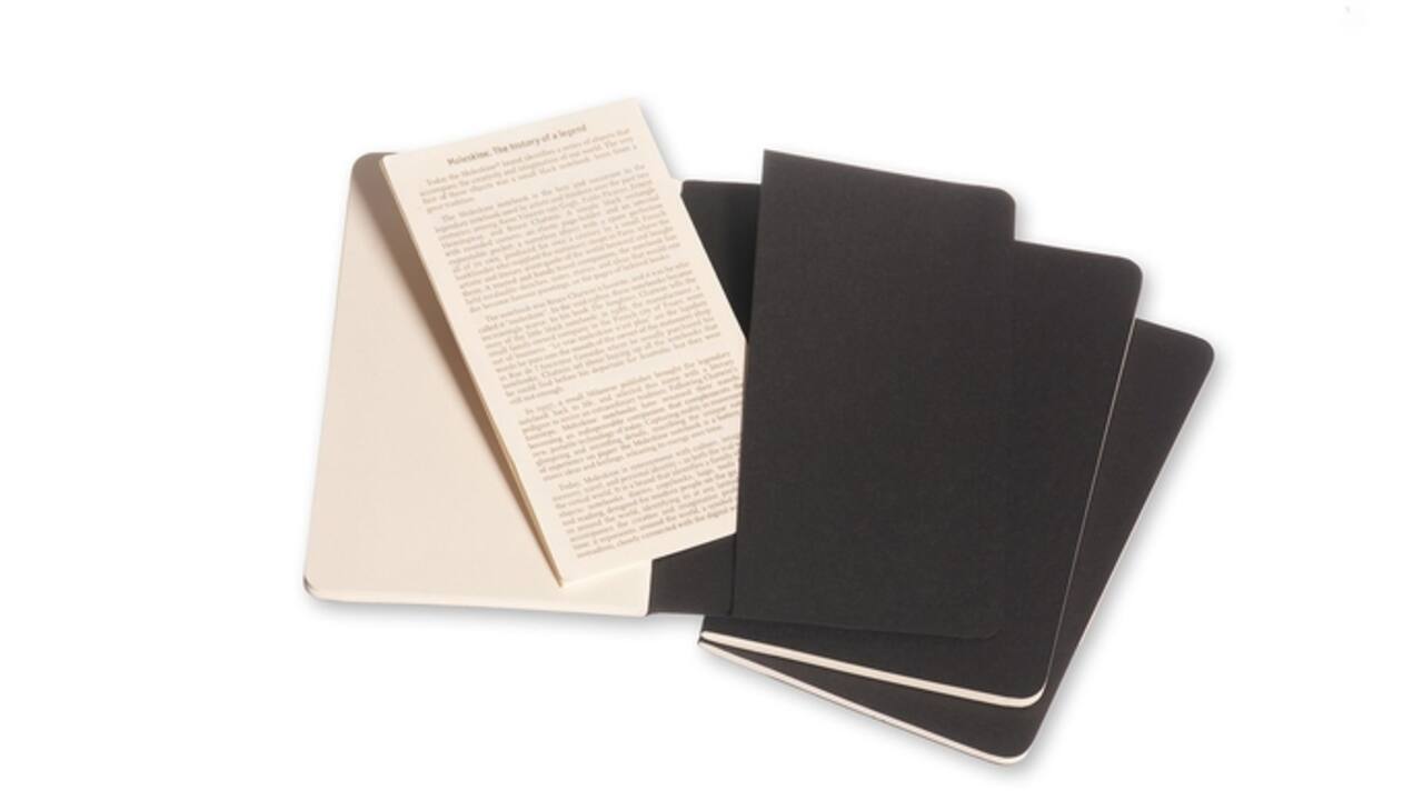 Schrift Moleskine 90x140mm blanco 240 pagina's 70gr zwart set à 3 stuks