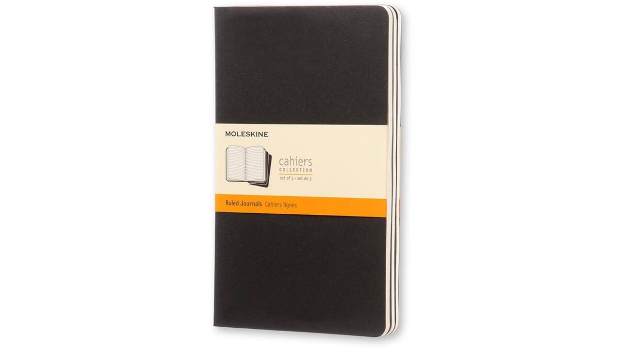 Schrift Moleskine 130x210mm lijn 160 pagina's 70gr zwart set à 3 stuks