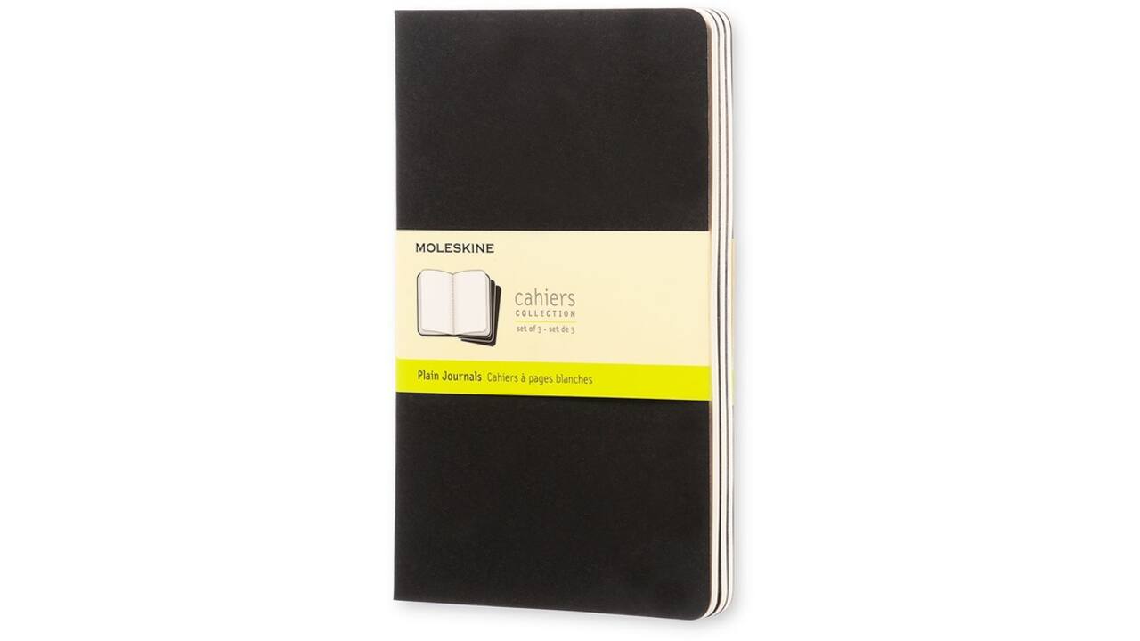 Schrift Moleskine 130x210mm blanco 160 pagina's 70gr zwart set à 3 stuks
