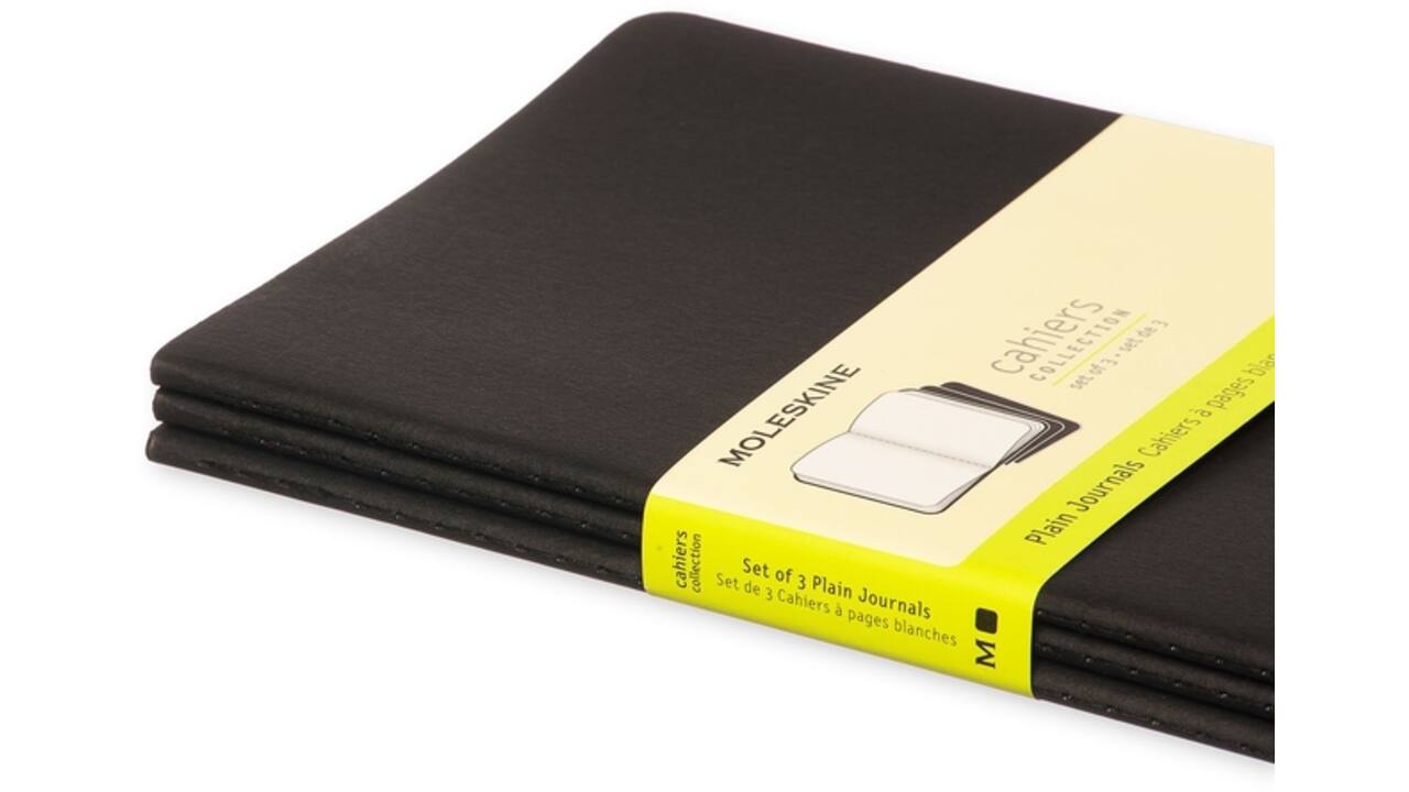 Schrift Moleskine 130x210mm blanco 160 pagina's 70gr zwart set à 3 stuks