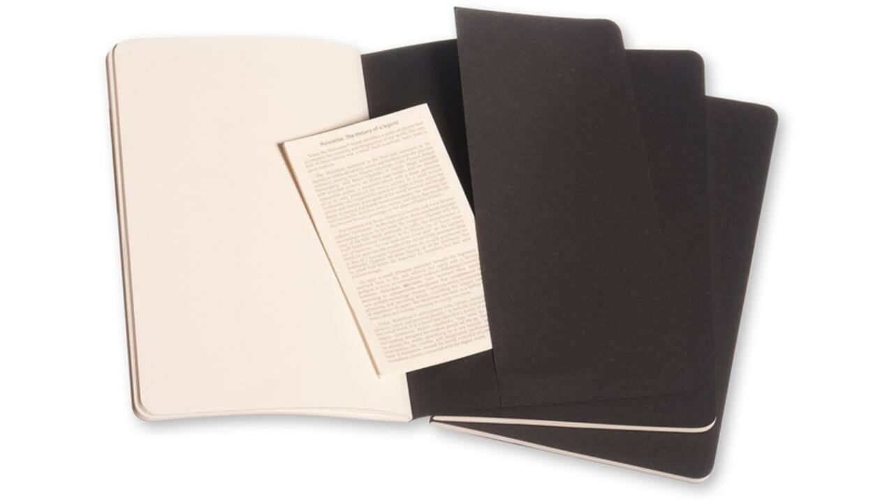 Schrift Moleskine 130x210mm blanco 160 pagina's 70gr zwart set à 3 stuks
