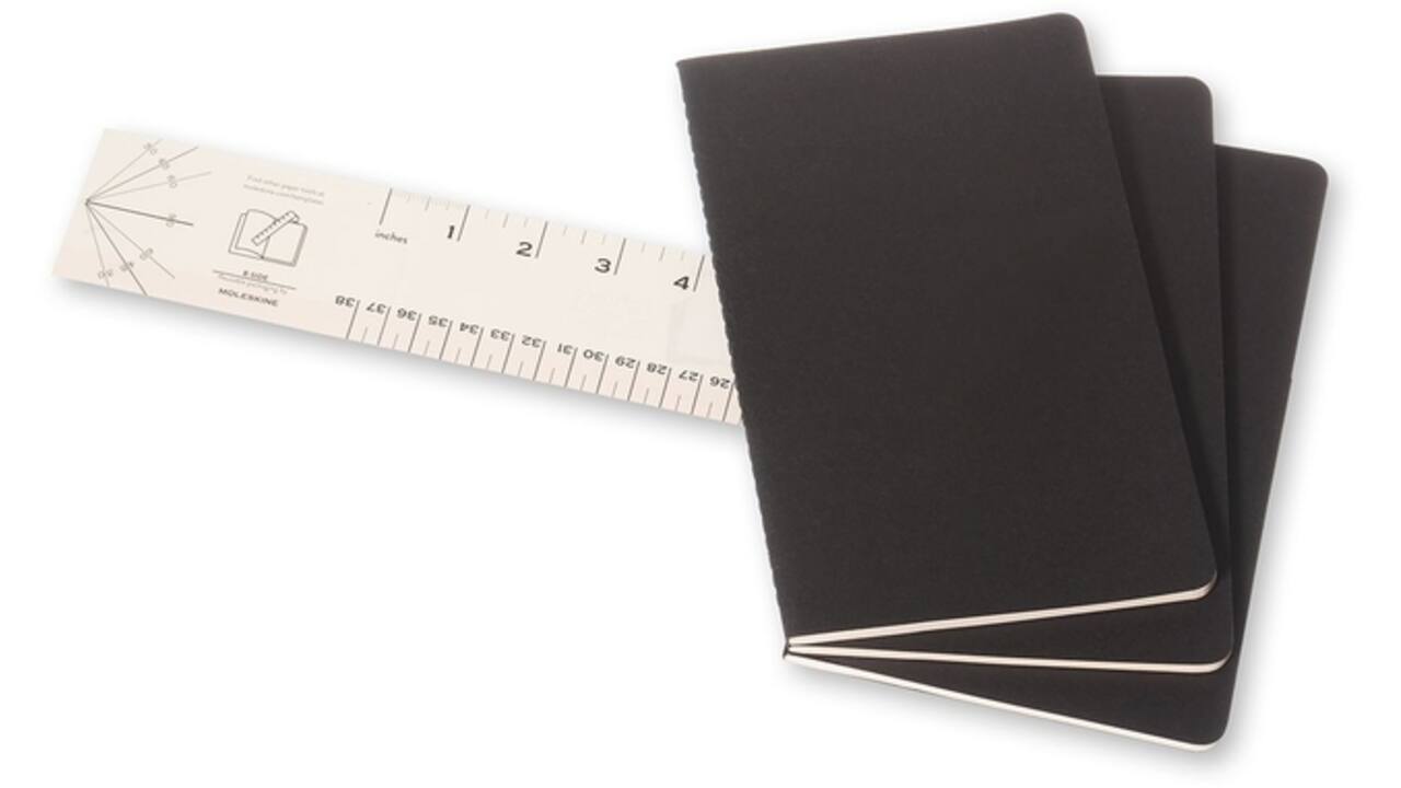 Schrift Moleskine 130x210mm blanco 160 pagina's 70gr zwart set à 3 stuks