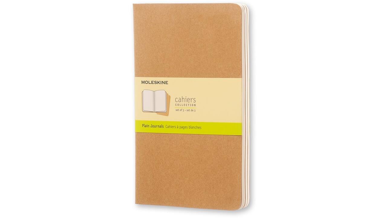 Schrift Moleskine 130x210mm blanco 160 pagina's 70gr kraft set à 3 stuks