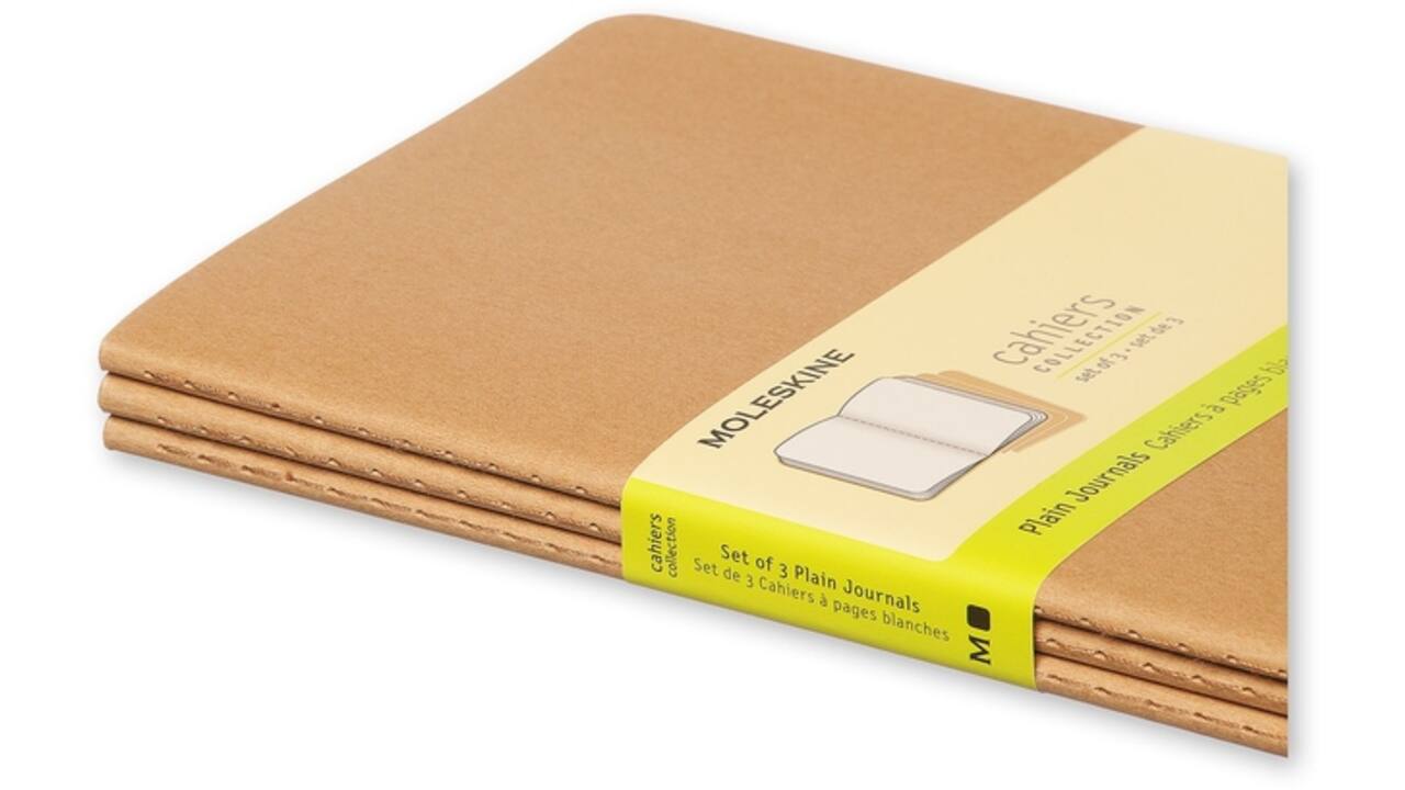 Schrift Moleskine 130x210mm blanco 160 pagina's 70gr kraft set à 3 stuks